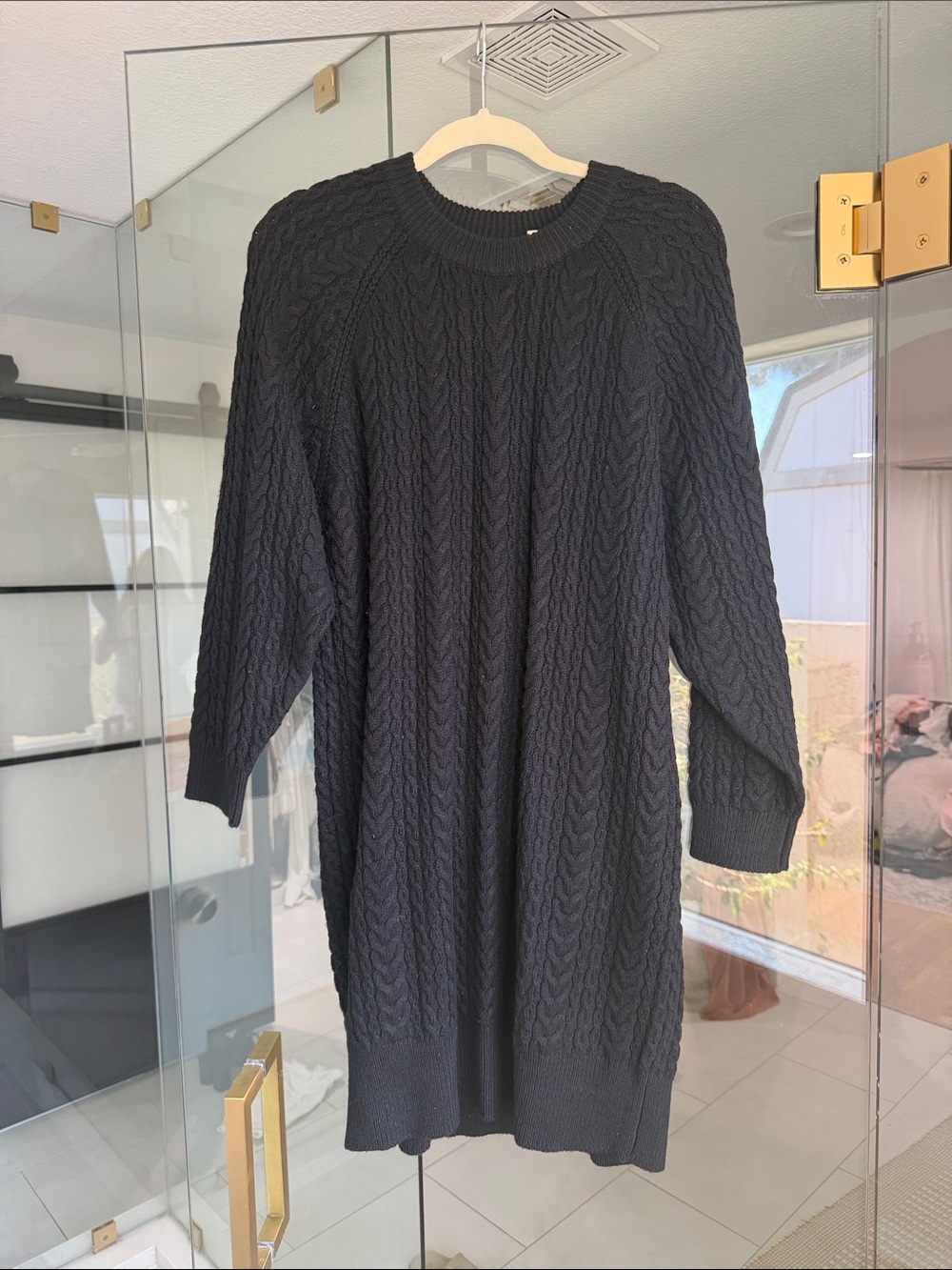 H&M Black Cable Knit Crewneck Sweater Dress